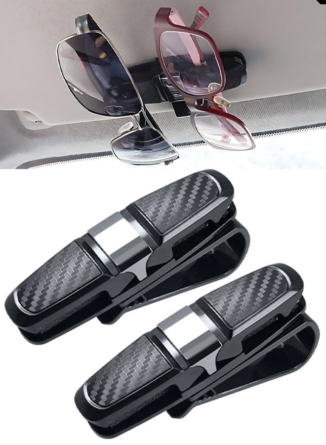 2 PCS Glasses Holders For Car Sun Visor, Glasses Clip Organizer, Sunglasses Eyeglasses Mount With Ticket Card, Car Sun Visor Double-Ends Clip, 180 Degree Rotational Car Glasses Holder - Image 1